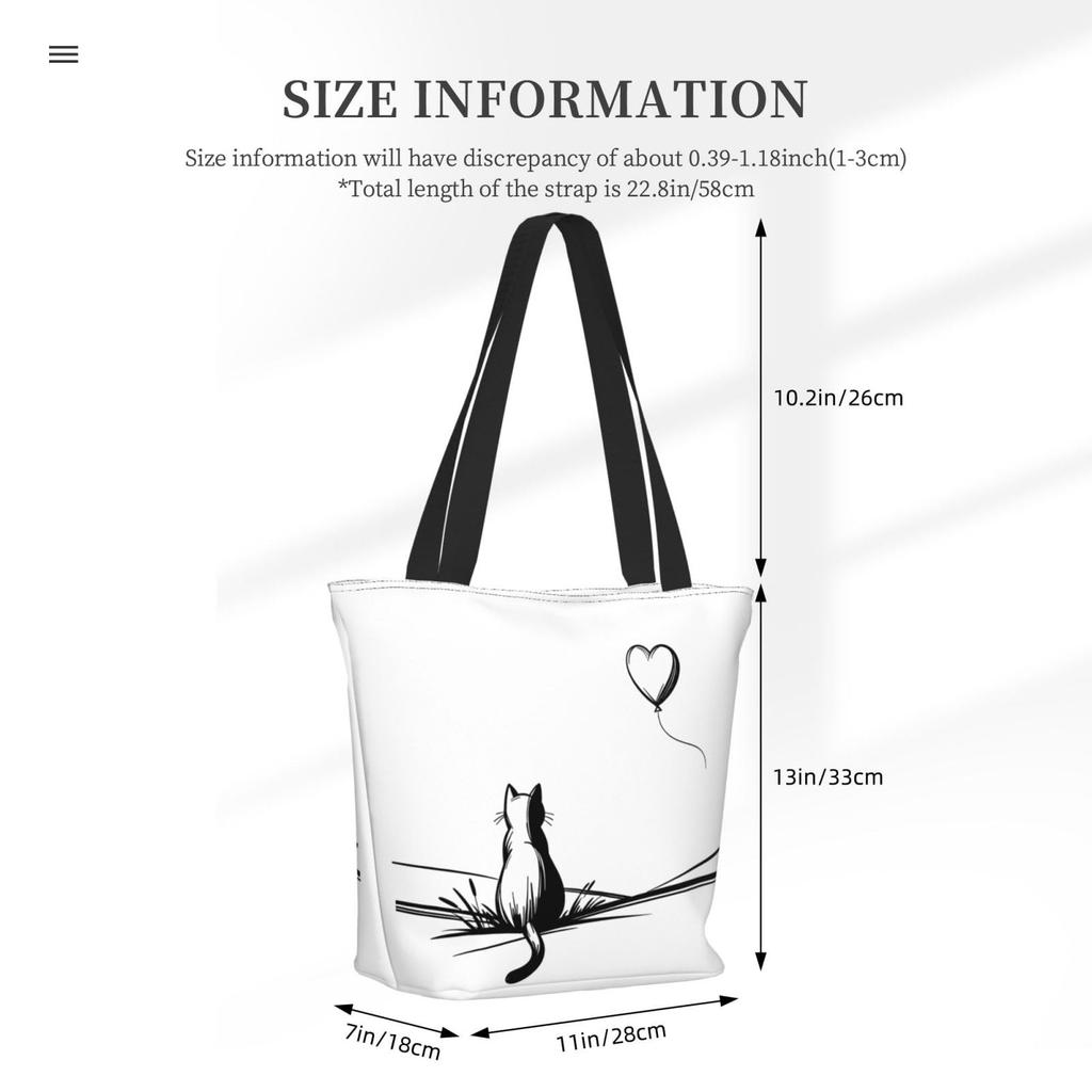 FURONGA Cat Tote Bag for Women, Lightweight, Large Capacity, A4 Size, Popular, Stylish, Durable, ShoulderHandbag, Travel, Unisex, Zipper (31)