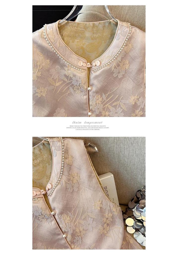 Spring Floral Vest for Women: Chinese Style, Plus Size, Mid-Aged Fashion
