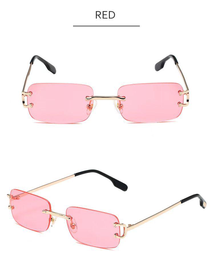 Europäisch-amerikanische randlose quadratische Sonnenbrille: Trendiger INS-Stil, Street Fashion, Kleine Persönlichkeitsbrillen für Frauen.