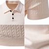 Summer/Autumn Men's V-neck Cable Knit Short Sleeve T-shirt - Business Casual Style