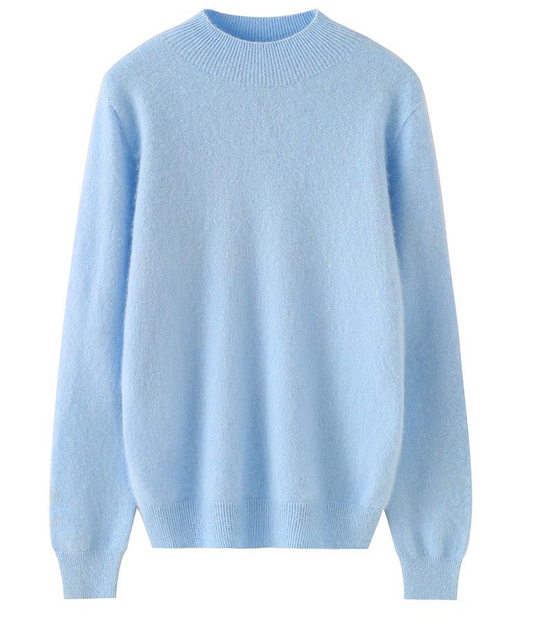 Cozy Mink Velvet Knitted Turtleneck Sweater - Soft, Warm, Loose-Fit for Autumn/Winter