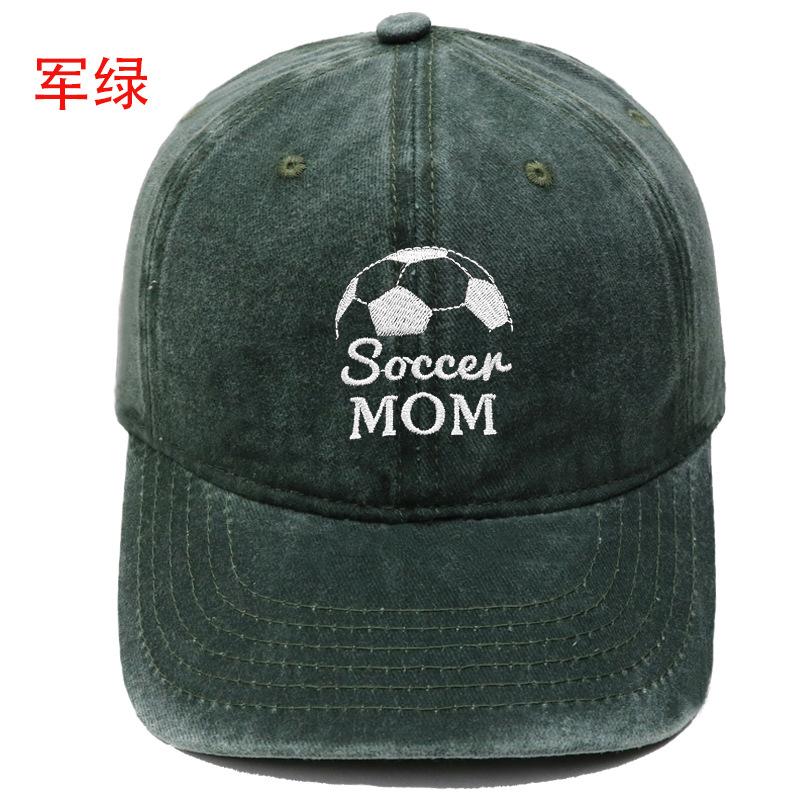 New Soccen MOM football embroidery washed baseball cap men's and women's leisure outdoor sports sun hat