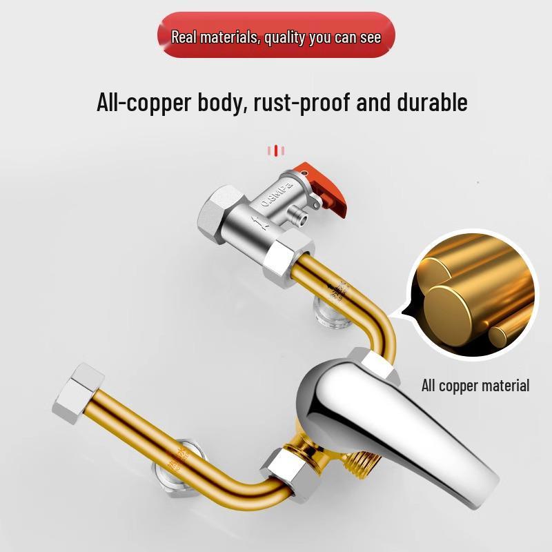 All-Copper U-Shaped Electric Water Heater Mixer & Shower Faucet Set with Pressure Boosting Valve