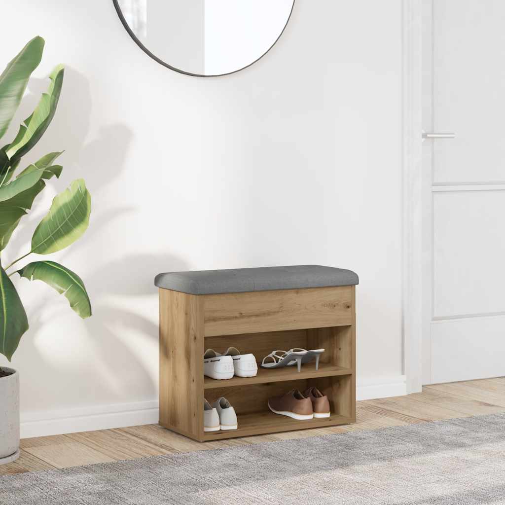 Schuhbank Eiche Artisan 62x32x50 cm Leimholz