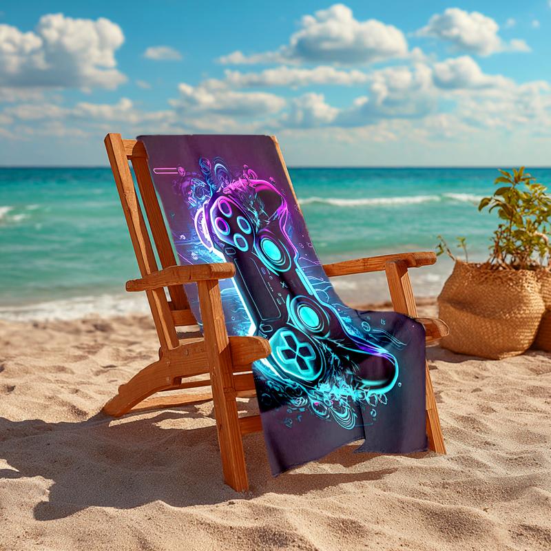 Ultra-Soft Beach Towel with Game Controller Theme,Ideal for Pool - Camping, Diving - Perfect Travel Essential, Vibrant Beach Towel.