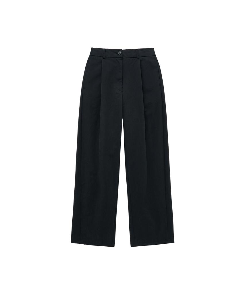 Banwonateullie P3265 Pintuck Wide Chino Pants_Black