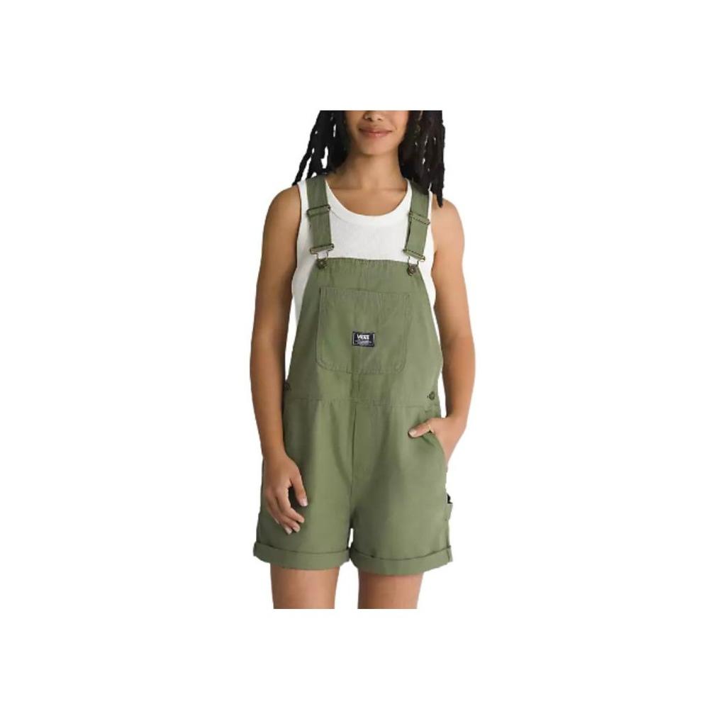 Vans Logo Patch Solid Color Casual Overalls Shorts Women Bottoms Green VN0A5LMWAMB