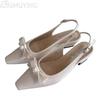 Bow Bead Women High Heels Sandals Pointed Toe Shoes Slippers Slingback 2025 Summer Sexy Pumps Trend Dress Chunky Sandalias Mujer