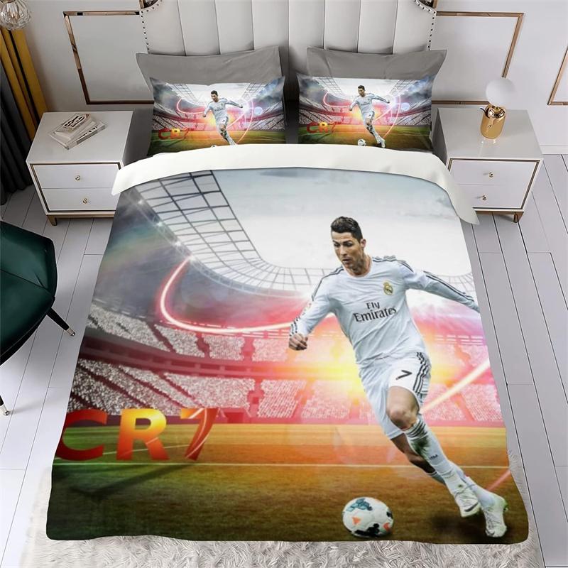 2/3 Pcs Set CR7 Bedding Set Football Star Duvet Cover Lightweight Comfortable Soft High Definition Printing Room Decoration Gift