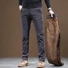 Winter Fleece Warm Pants Men Business Fashion Slim Fit Stretch Thicken Gray Khaki Fluff Casual Trousers Male