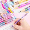 10Pcs Wooden Pencils With Eraser Cartoon Pencils With Colorful Eraser Office Supplies Student Stationery Birthday Gifts