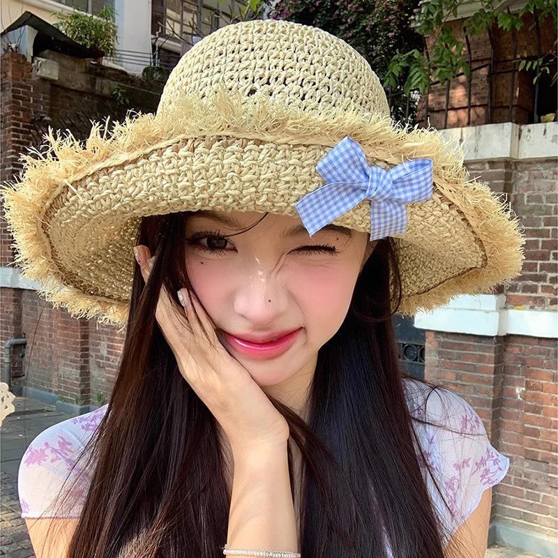 

New Summer Style Women s Wide-Brimmed Hat – Versatile Face-Slimming Sun-Protective Straw Hat for Beach Trips and Sun Protection M（56-58cm） бежевий