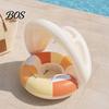 Leichter Schwimmring Baby mit abnehmbarem Verdeck, Aufblasbarer gestreifter Pool-Schwimmring Sitz mit Griff, Sonnenschutz Schwimmen für Kleinkinder Outdoor