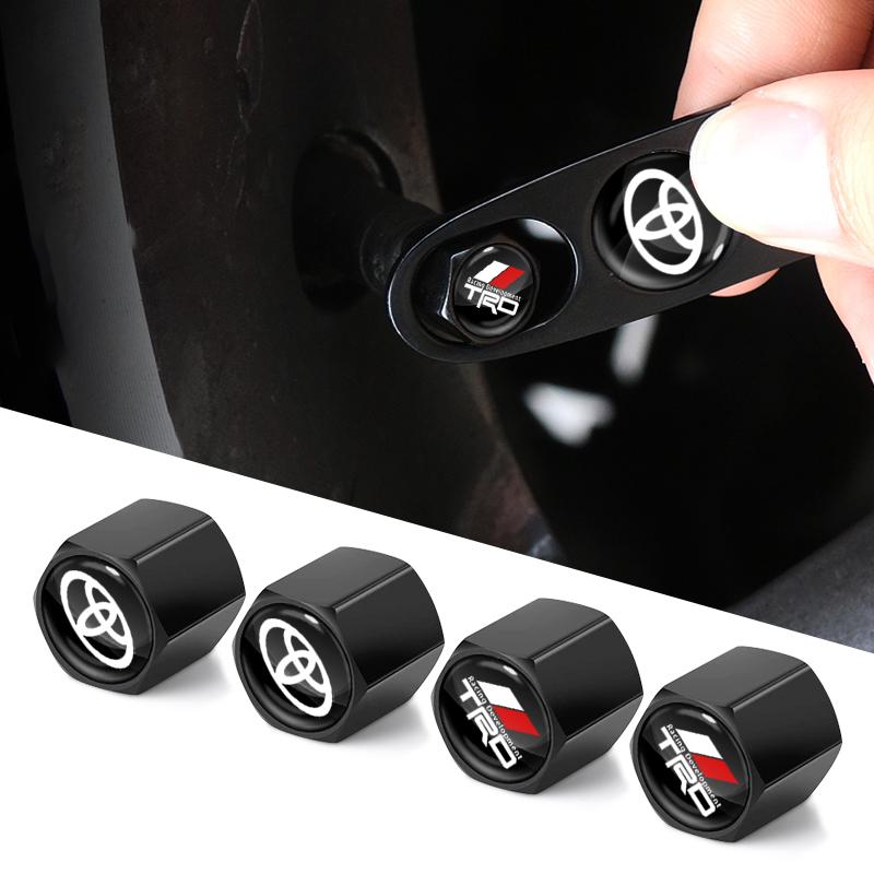 Car Badge Keychain Keyring With Tire Valve Cap Car Accessories For Toyota TRD Logo RAV4 Levin Reiz Corolla Chr Avensis Yaris