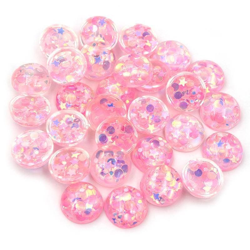40pcs 12mm Mix Colors Star Round Moon Style Flat Back Resin Cabochon For Bracelet Earrings Accessories