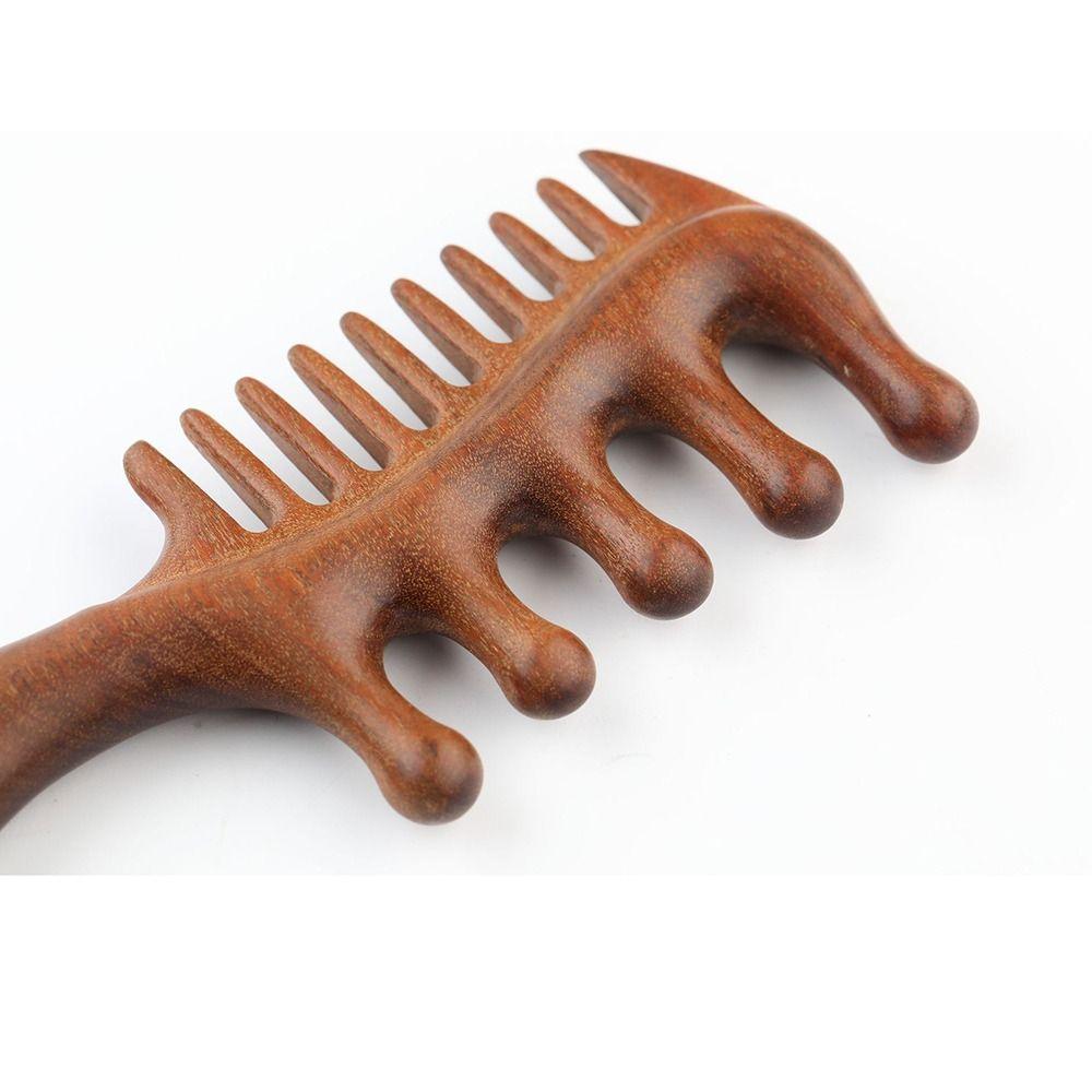 Wide Thick Scalp Massage Comb 2 in 1 Head Meridian Hair Comb Natural Sandalwood Hairbrush  Gua Sha