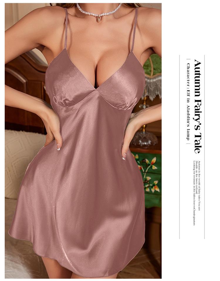 Camisón de seda para mujer – Color liso, Ligero, Cómodo, Ropa de dormir de verano