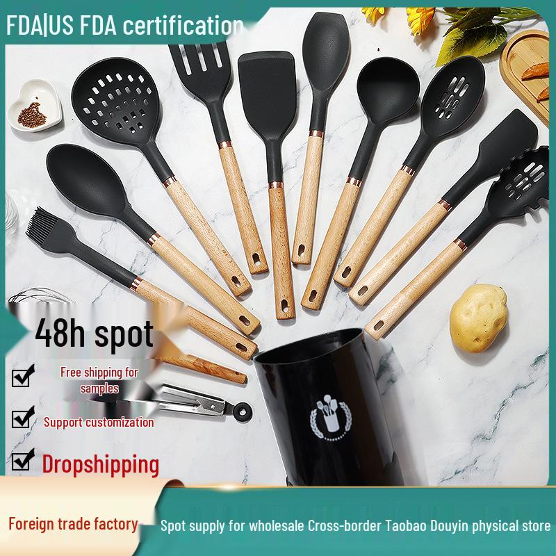

13-Piece Food-Grade Silicone Kitchenware Set: Non-Stick Spatula and Ladle Cloud White
