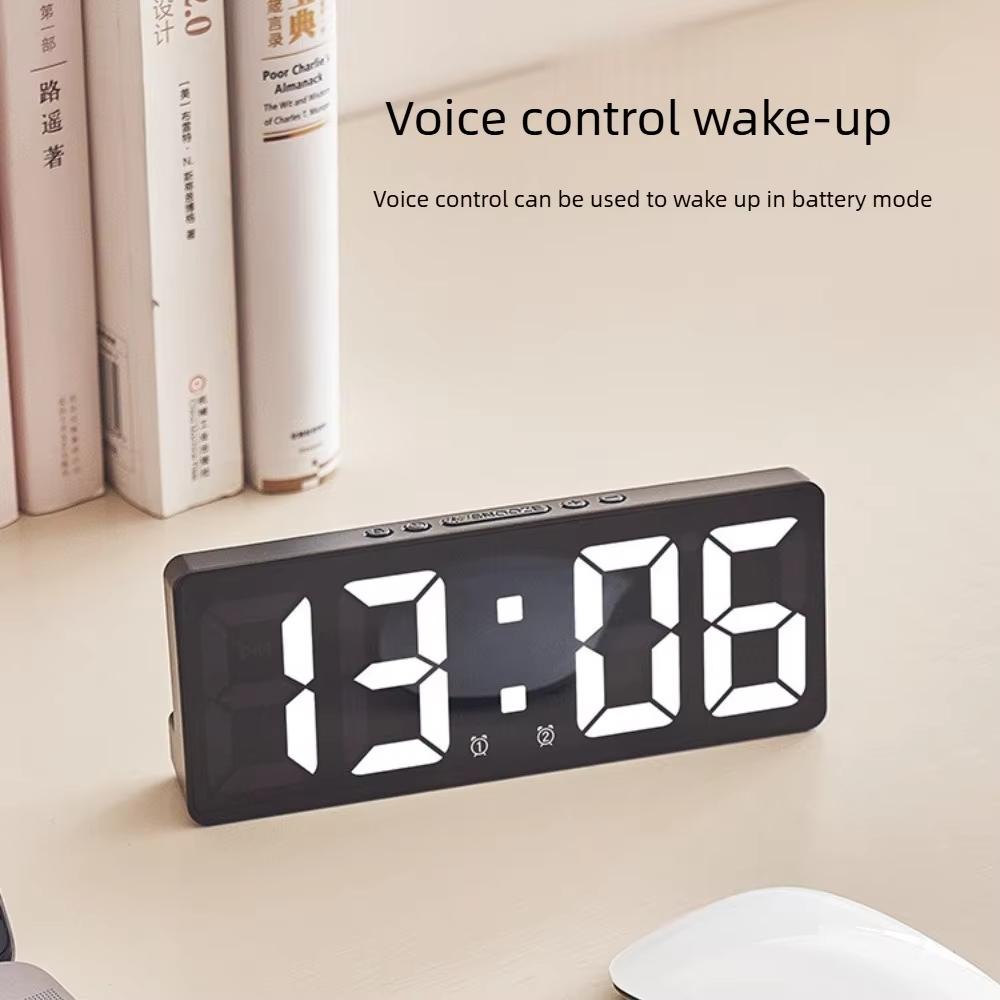 LED Digital Alarm Clock Backlight Large Number with Temperature Calendar Bedside Nightlight for Bedroom Home Decoration