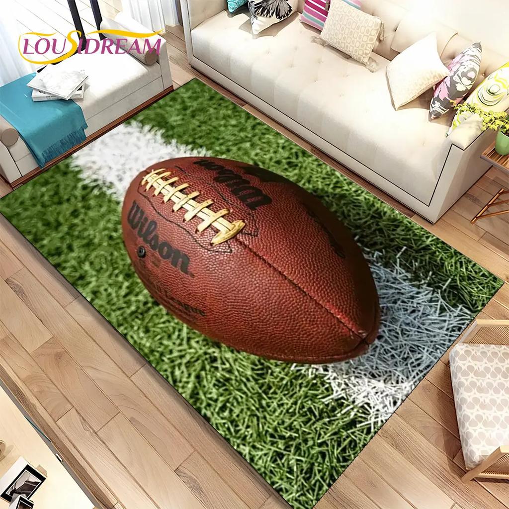 Rugby-Teppich mit amerikanischem Fußballfeld, Teppich für Wohnzimmer, Schlafzimmer, Sofa, Fußmatte, Dekoration, rutschfeste Bodenmatte für Kinder