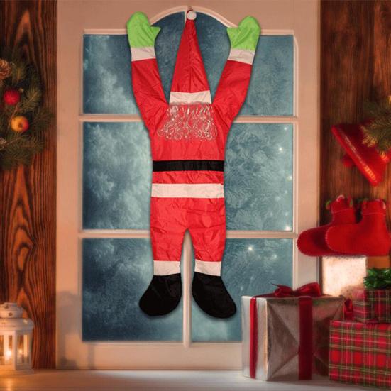 Large Christmas Santa Claus Ornaments Cute Climbing Santa Hanging Decoration for Outside Roof Window Wall Decor