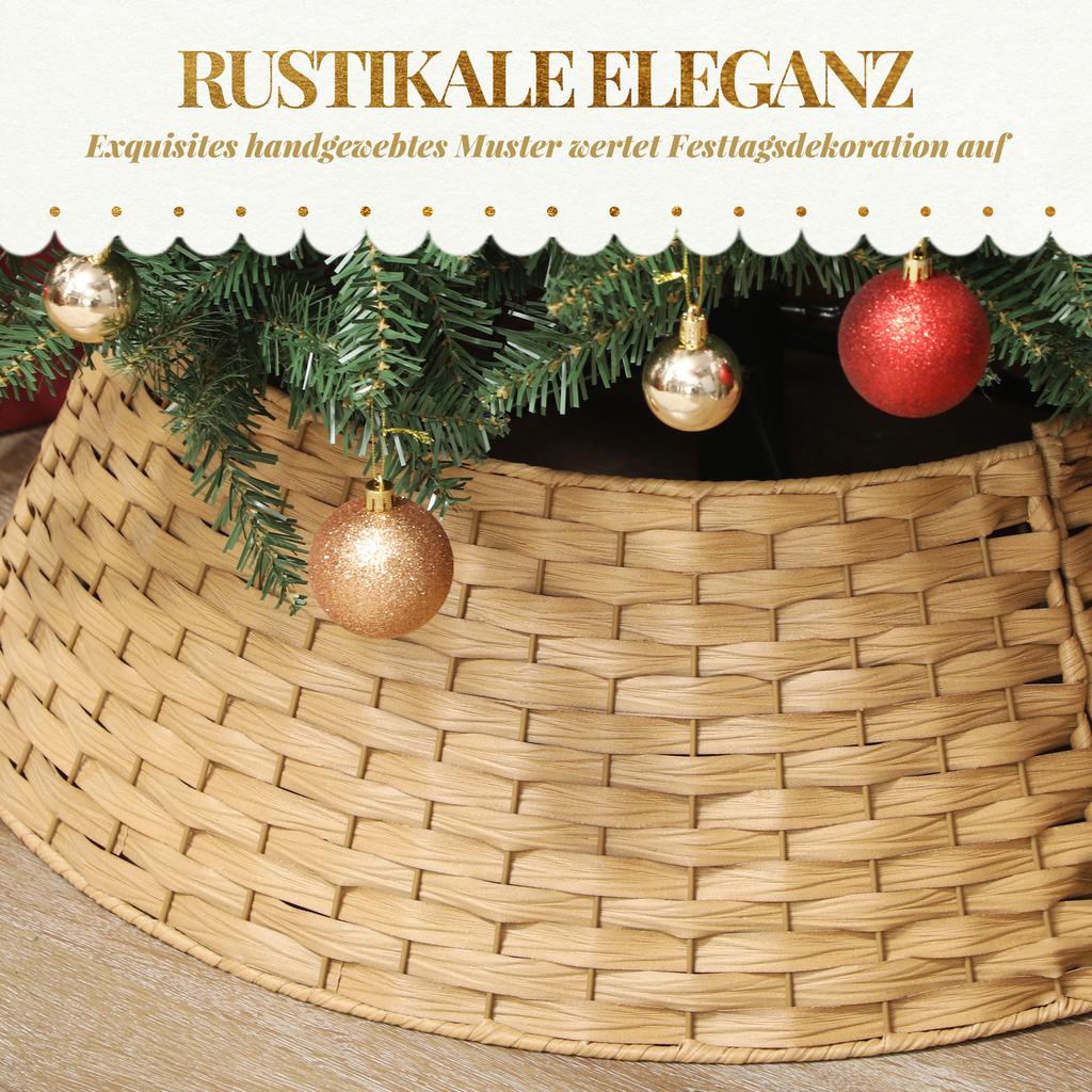 Weihnachtsbaumdecke, Durchmesser 68cm Baumkragen aus Kunststoff, für den Baumständer, Baumständerabdeckung für Zuhause, Party, Dekoration, Naturholz