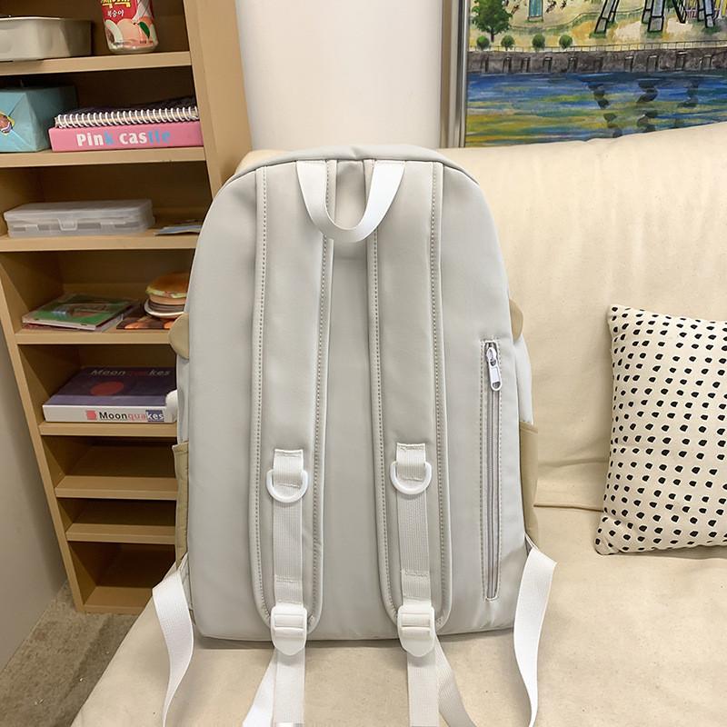 Backpack Casual Nylon With Letter Print Design And Heart Pattern School For