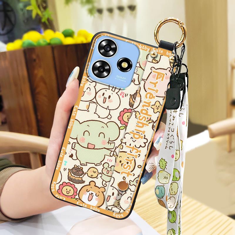 Back Cover Cartoon Phone Case For ZTE Blade A73 4G/V50 Smart Cute Kickstand Wristband Shockproof Waterproof Soft case