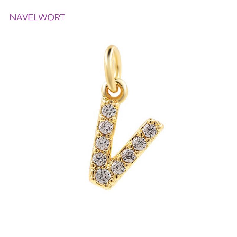 Luxury 18K Gold Plated Brass Inlaid Zircon 26 Letters Pendant Charms For Necklace Earring jewelry Making DIY Jewelry Accessories