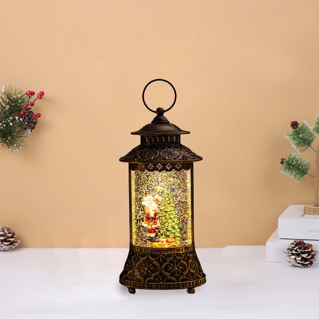 Snow Globe Lantern Lighted Musical Table Centerpiece Christmas Decoration PVC Craft for Holiday Home Decor