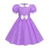 Fashion Children's Short-sleeved Polka Dot Dress With Baby Collar