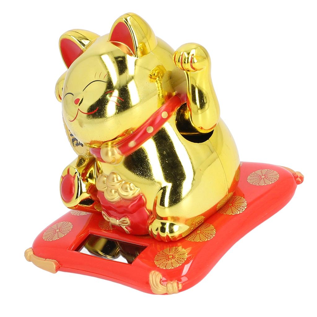 Szczęśliwy Machający Kot Zasilany Energią Słoneczną Machający Ręką Kot Szczęścia Realistyczny Plastikowy Ornament Kota Witającego Bogactwo