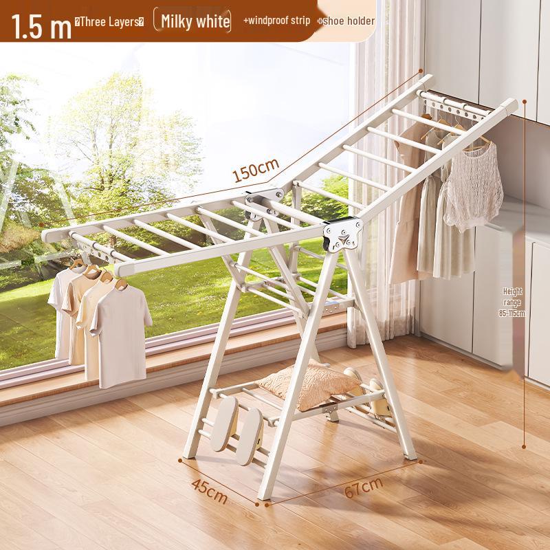 Adjustable Foldable Clothes Drying Rack for Indoor/Outdoor Use - Ideal for Bedroom, Balcony, and Baby Items.