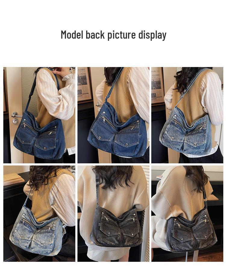 2026 Versatile Large-Capacity Personalized Denim Tote & Crossbody Bag