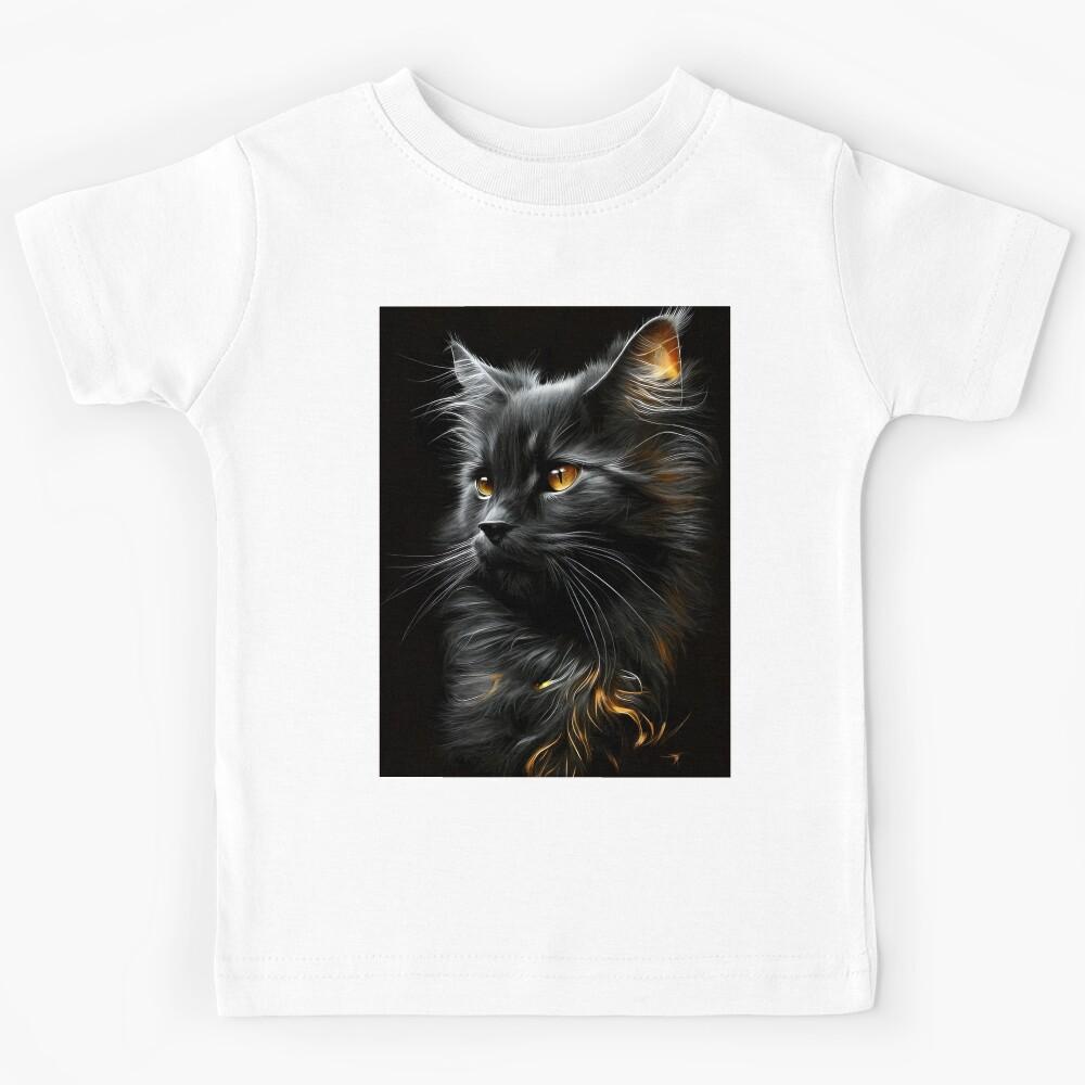 Photorealistic image of a cat in the style of an oil painting Kids T-Shirt 160