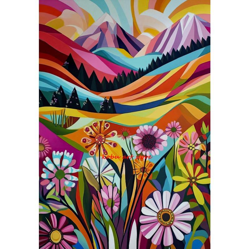 

Красочный Абстрактный Пейзаж Гора Цветочный Пейзаж Постеры Принты Холст Живопись Настенное Искусство Картины для Гостиной Домашний Декор 21cm×30cm NoFrame
