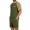 Herren Sommer-Pyjama-Set Kurzarm-Oberteil mit Tasche und passender Hose Leichte atmungsaktive Nachtwäsche Loungewear