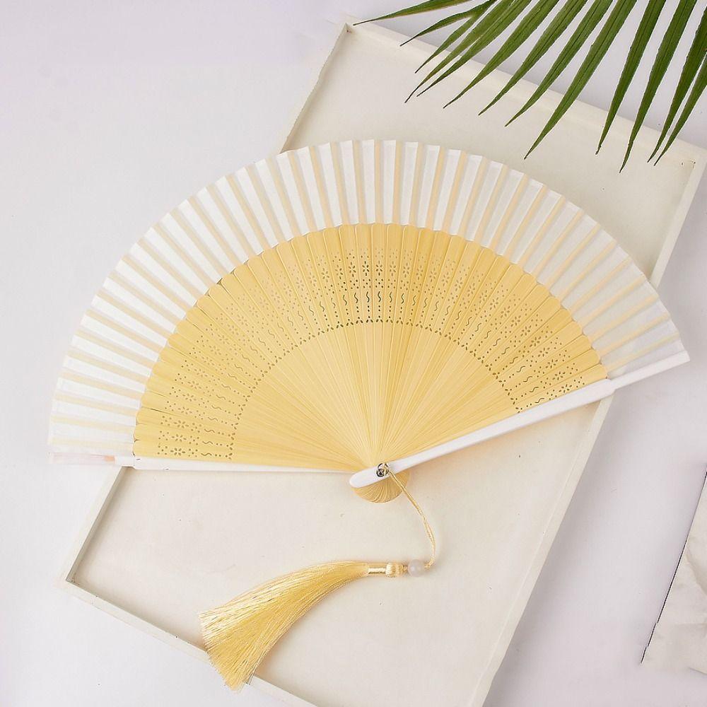 Elegant Chinese Style Folding Fan Classical Handheld Fan Carved Bamboo Folding Fan  Dance Prop