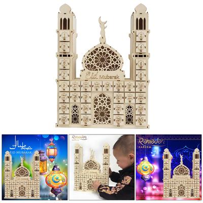 DIY Wooden Ramadan Castle Calendar Party Bedroom Ornament