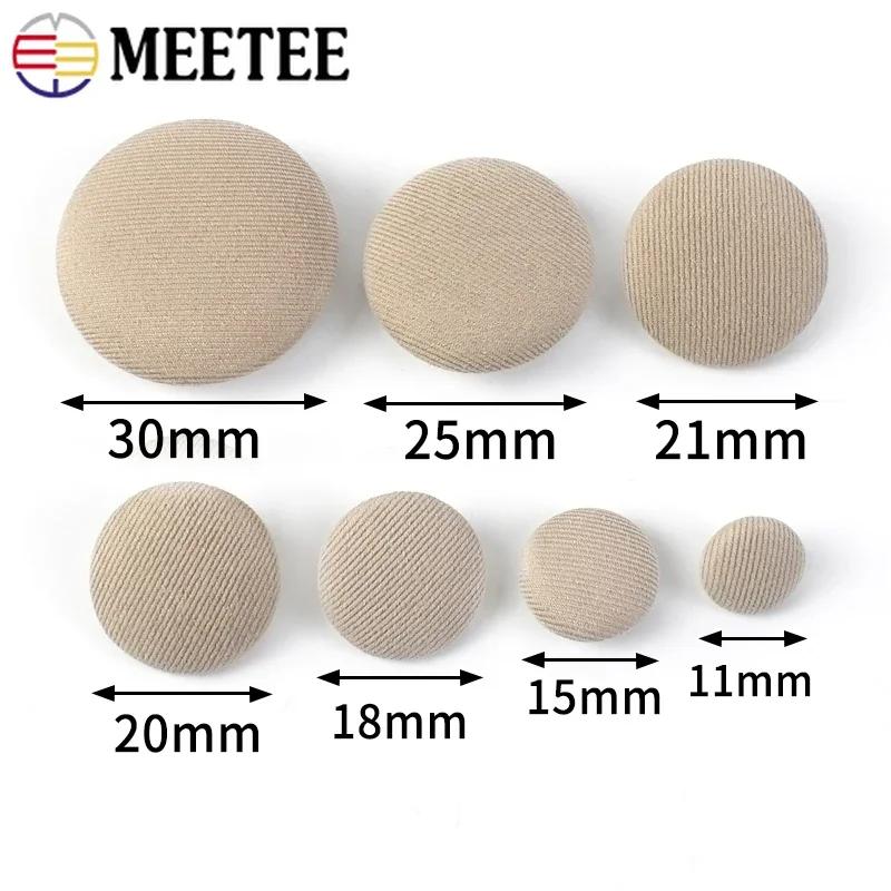 20Pcs Meetee 11-30mm Round Cloth Covered Button Decorative Shank Buttons for Suit Coat Dress Clothes Sewing Buckle Accessories