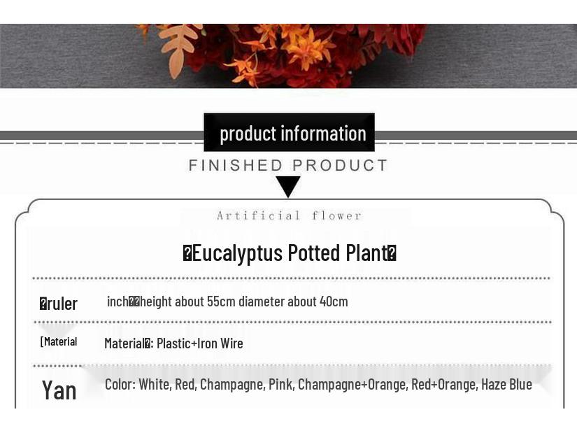 Stor Eukalyptus Silkesblomma Bordsdekoration för Bröllop