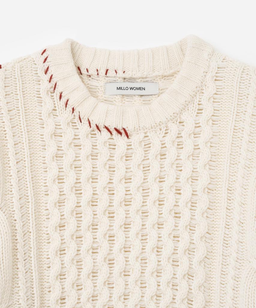 MILLO WOMEN Cable Stitch Pullover Knit [Ivory]