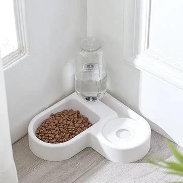 

500ml Pet Automatic Feeder Small Bowl Drinkable Portable Cat and Dog Food Bowl Living Room Bedroom Pet Products Pet Items белый