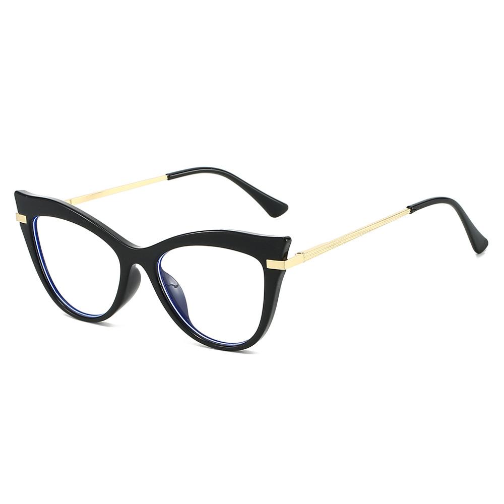

New Gradient Cat-Eye Glasses - Metal Texture Temples, Retro Y2K Style, Face-Slimming Fashion Plain Glasses White