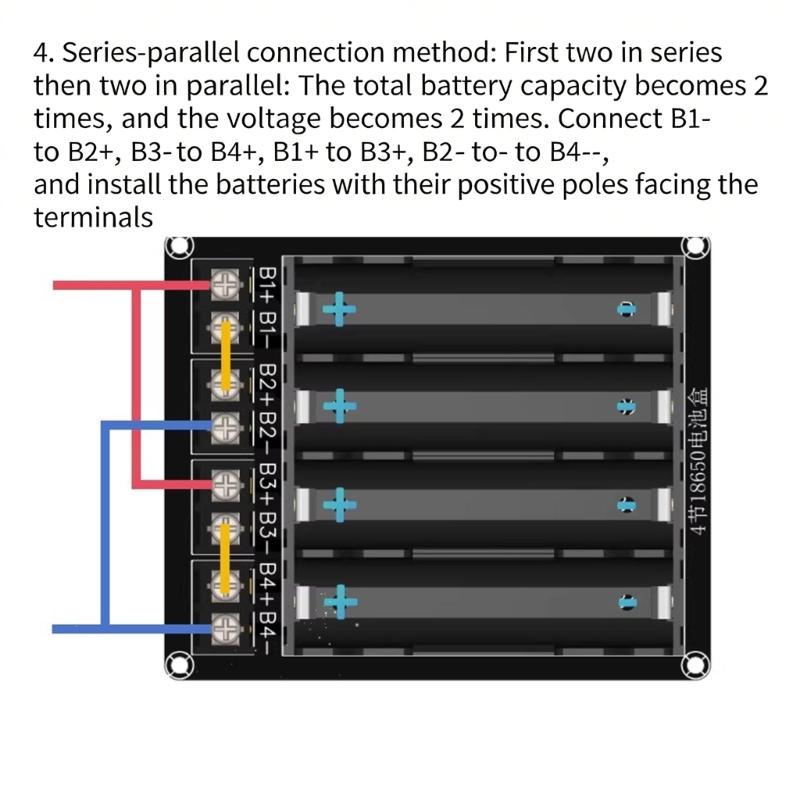 4-Cell 18650 DIY Battery Holder No Welding Required For Series Parallel Setups Overdischarge Shortcircuit Prevention