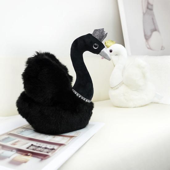 Exquisite Doll Throw Pillow Shape Faux Anti-pilling Decorative Swan Pearl Necklace Doll Toy Gift Supply
