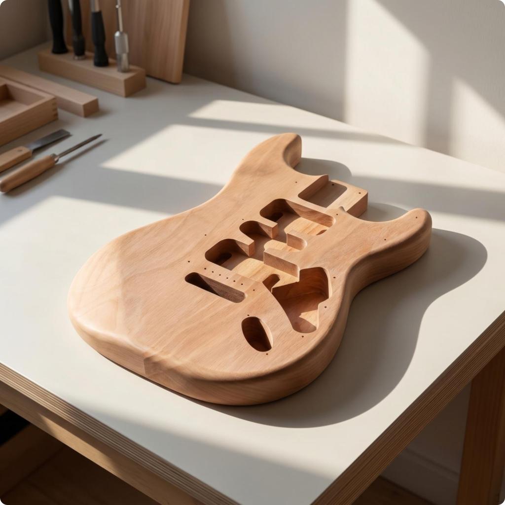 Guitar Body with Pre-Cut Cavities Tonewood Blank Matte for