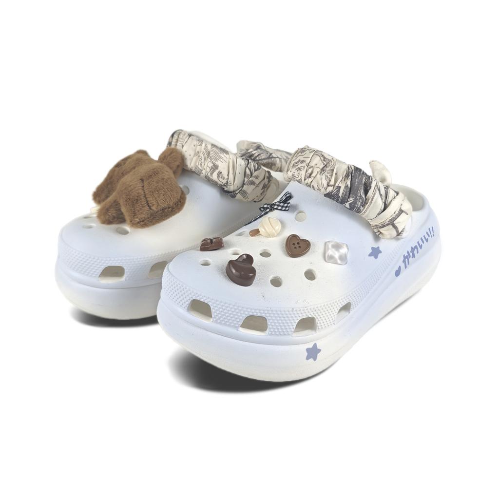 Crocs Crush Clog EVA Hand-Painted Graffiti Home & Out Simple Comfortable & Versatile Hole Shoes Unisex White