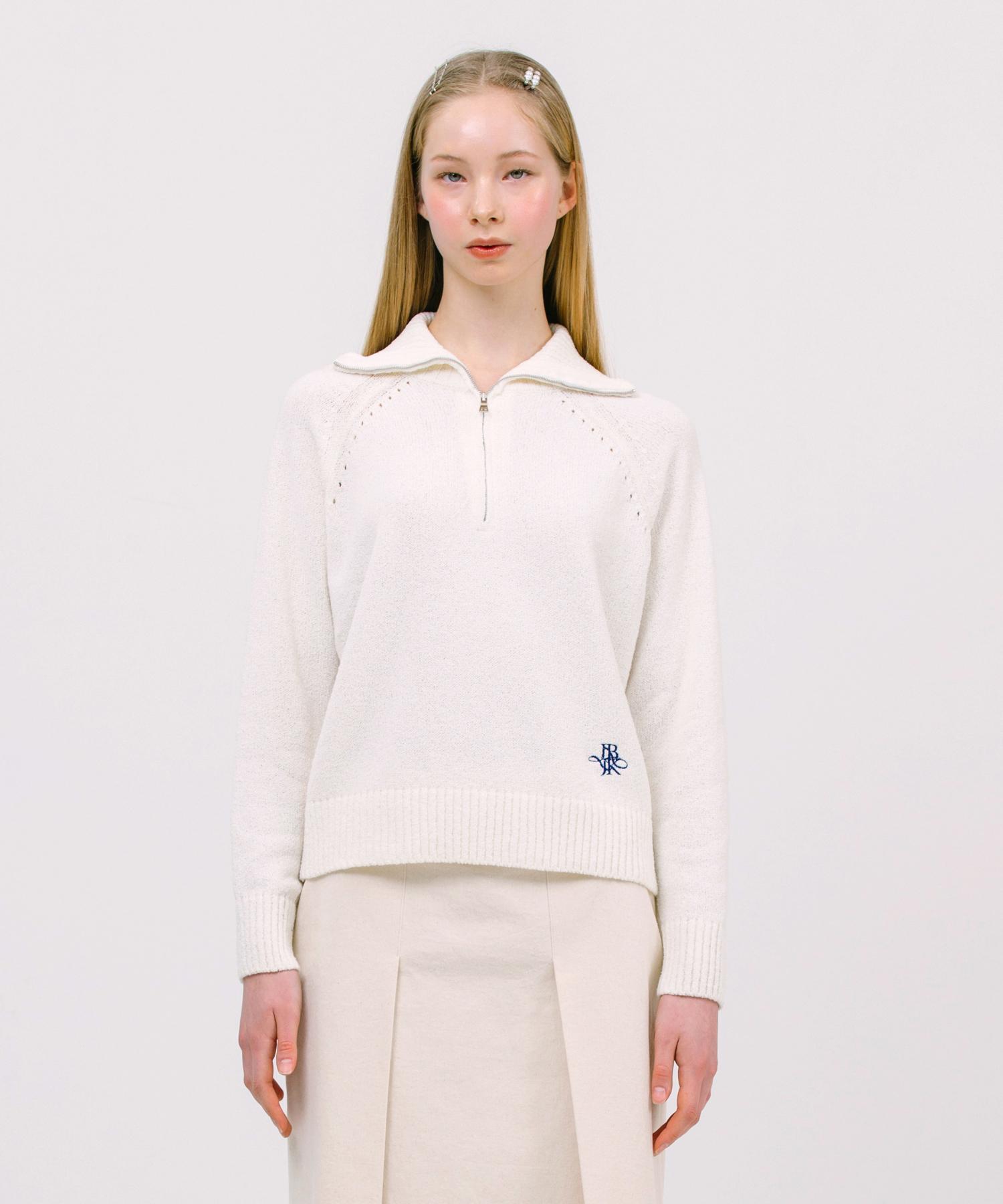 Jun By Jun K Jk Boucle Half Zip Knit_White F