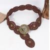 Comfortable Round Disk Waist Belt For Women PU Leather Strap With Ethnic Motifs Everyday Wear